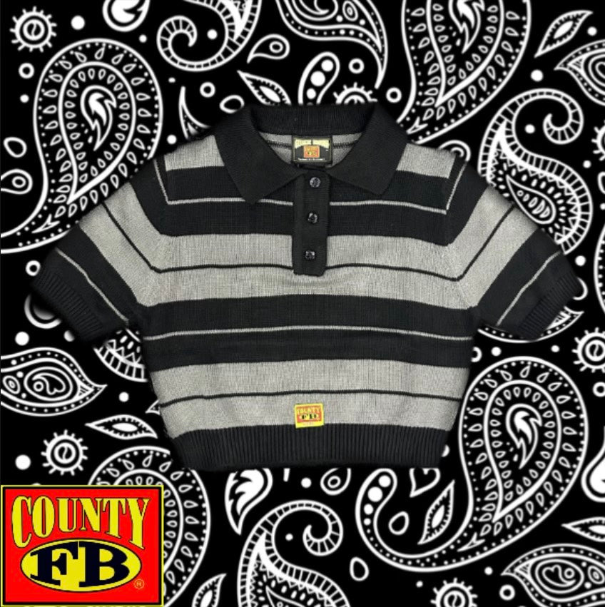 FB County - Charlie Brown Ladies Crop Top  Black/Grey