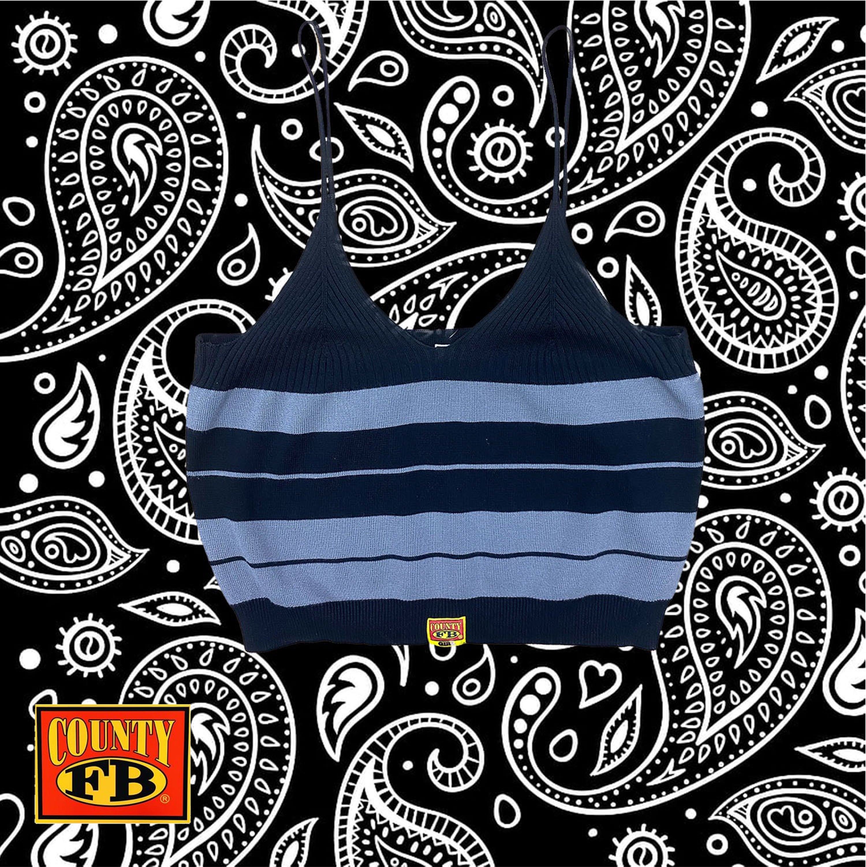 FB County Charlie Brown Spaghetti Strap Tank Top -Navy/Light Blue