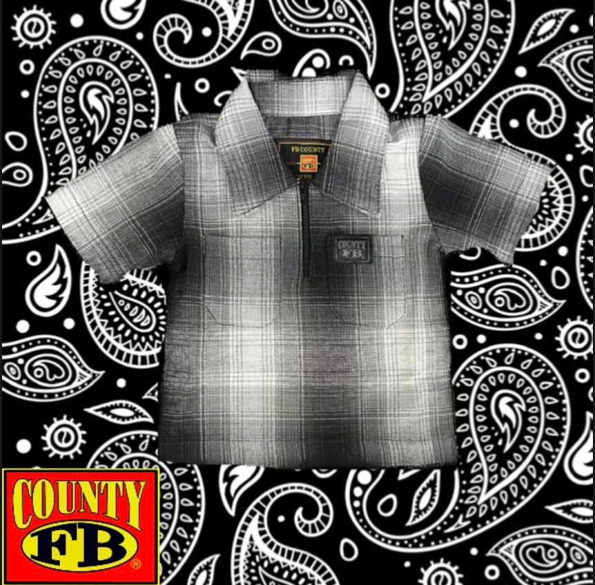 FB County Kid  Short Sleeve 1/2 Zip Shirts Black/Grey