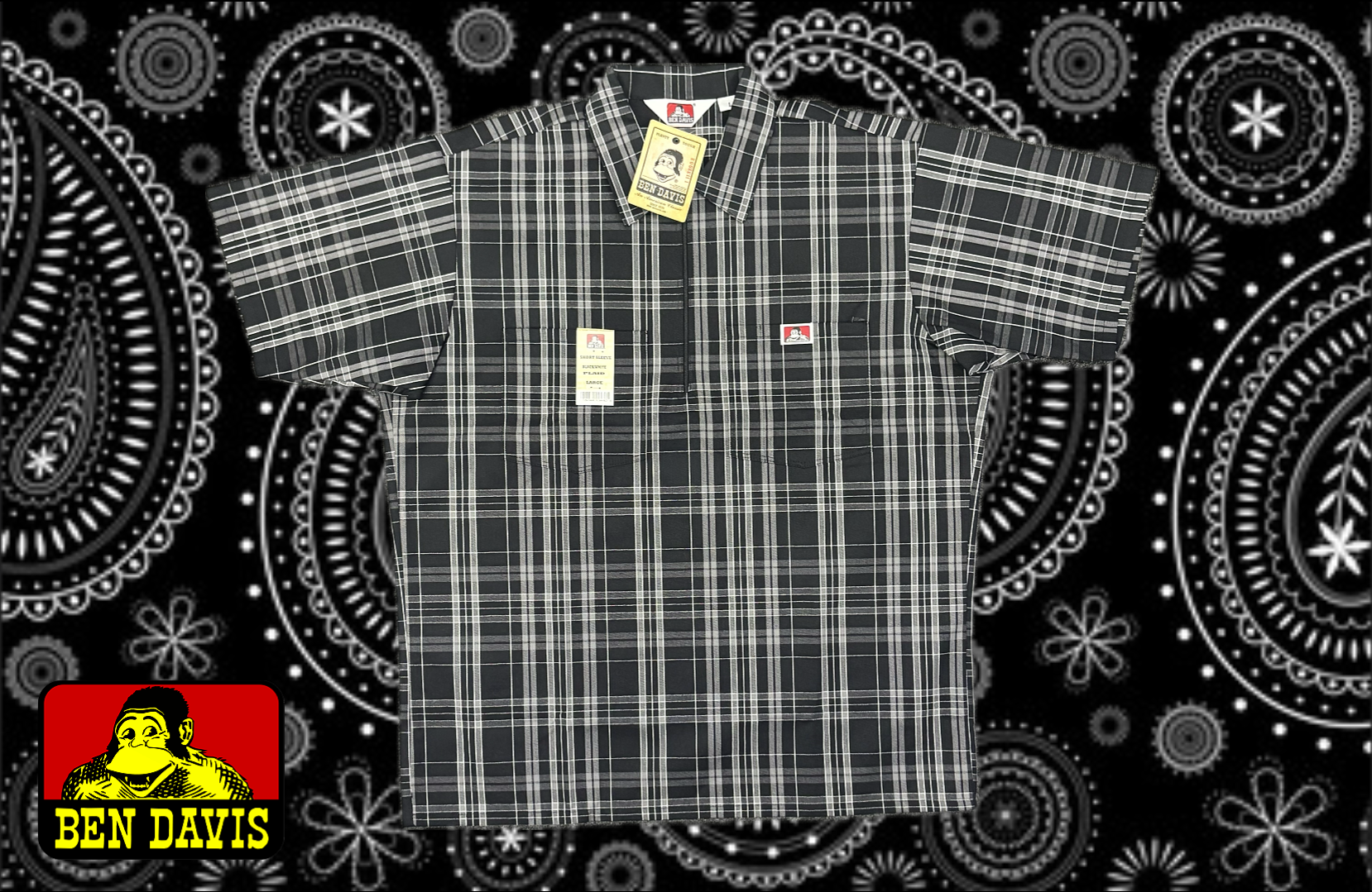 Ben Davis Short Sleeve 1/2 Zip Shirt - Plaid