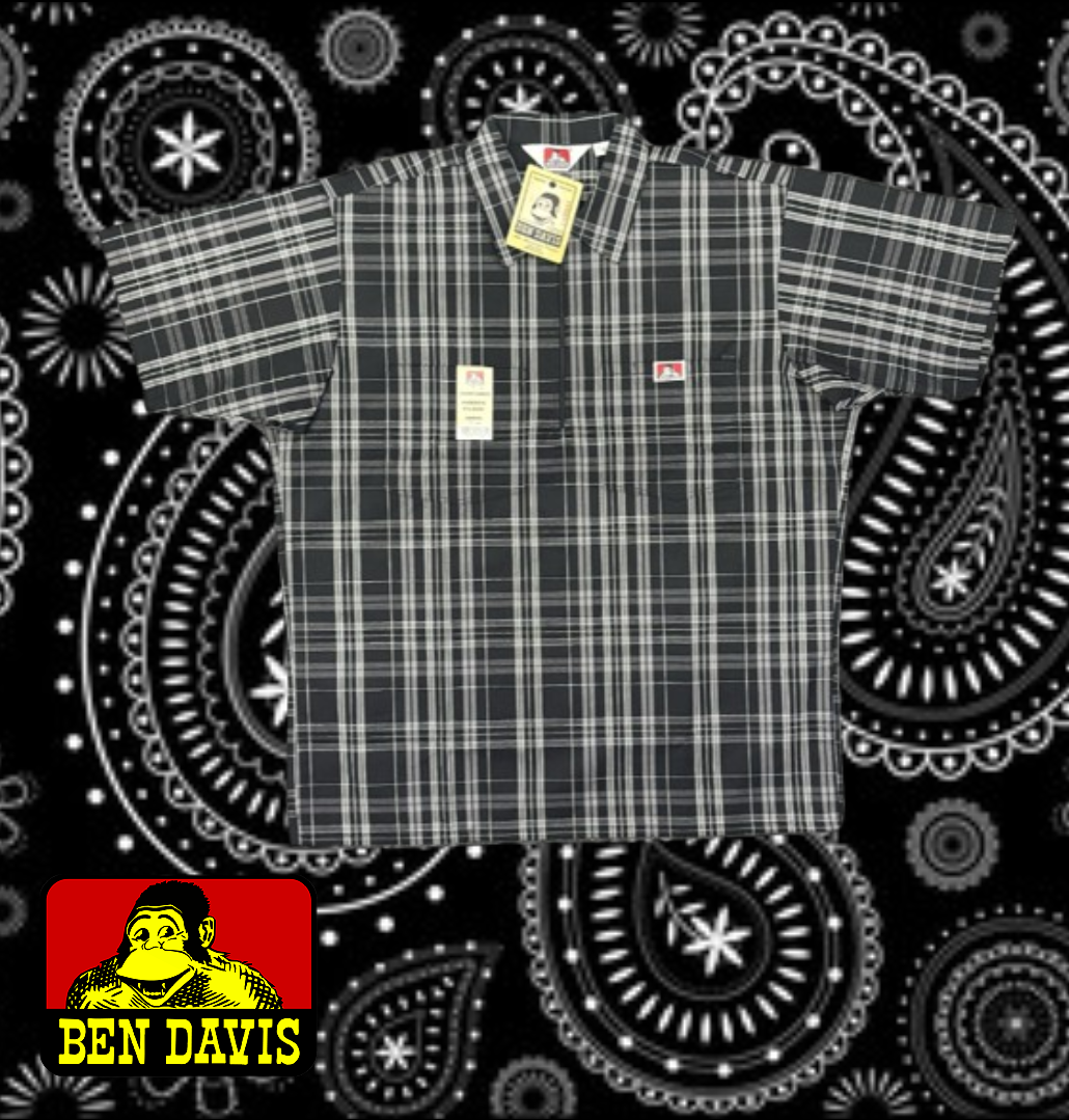 Ben Davis Short Sleeve 1/2 Zip Shirt - Plaid