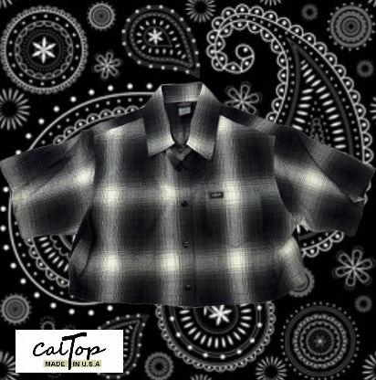 CalTop - Button Up Crop Top- Black/Ivory