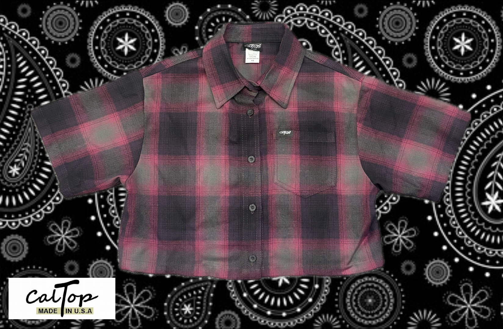 CalTop - Ladies Button Up Crop Top - Y2000