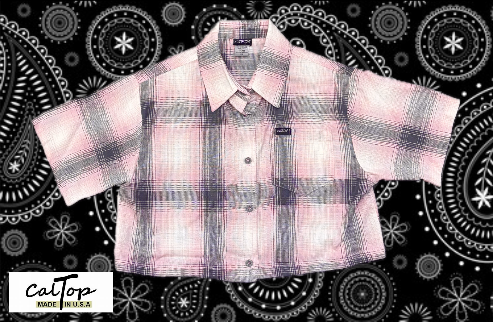 CalTop - Ladies Button Up Crop Top - Y2000
