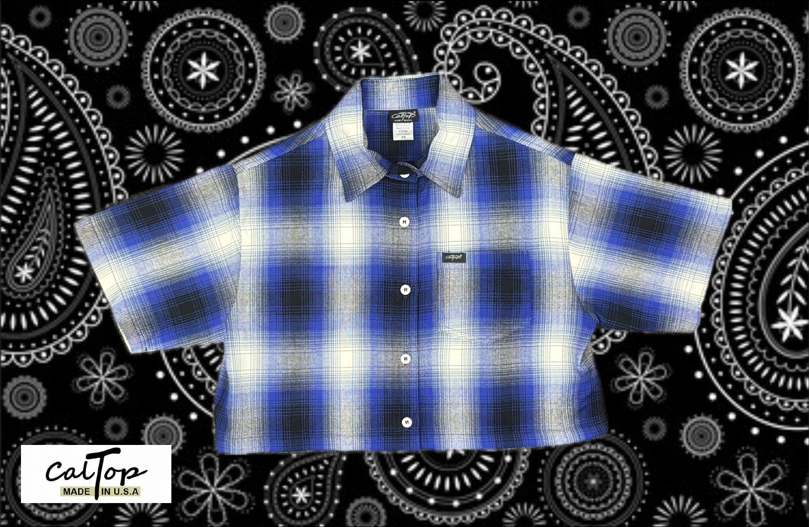 CalTop - Ladies Button Up Crop Top - Y2000