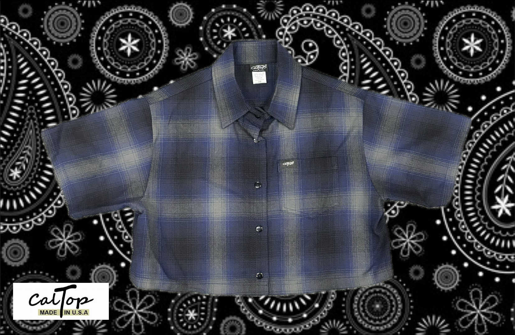 CalTop - Ladies Button Up Crop Top - Y2000