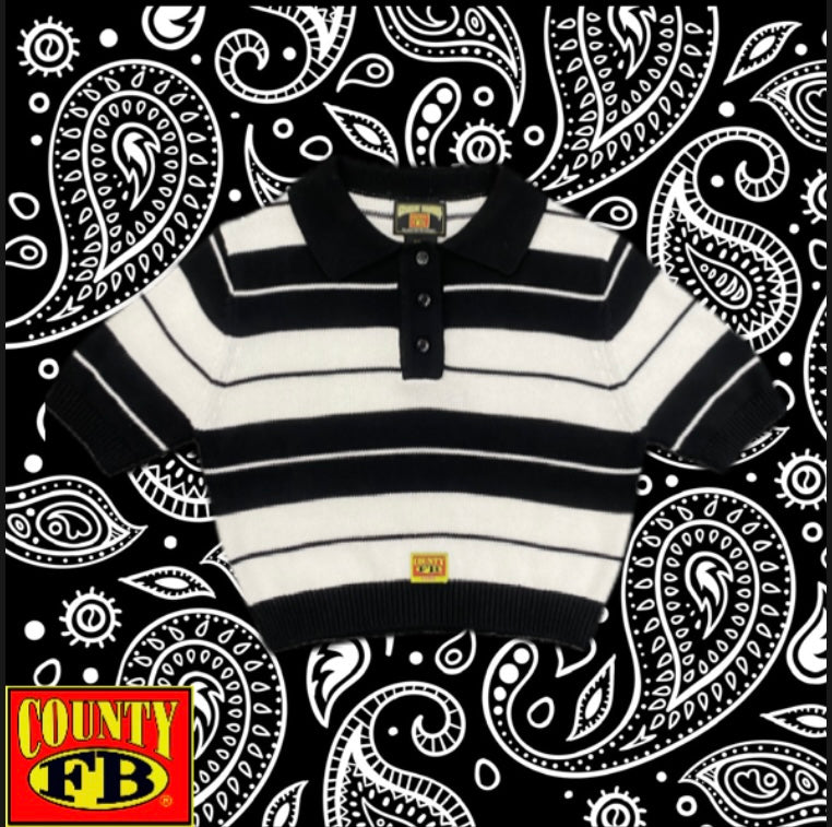 FB County - Charlie Brown Ladies Crop Top  Black/White