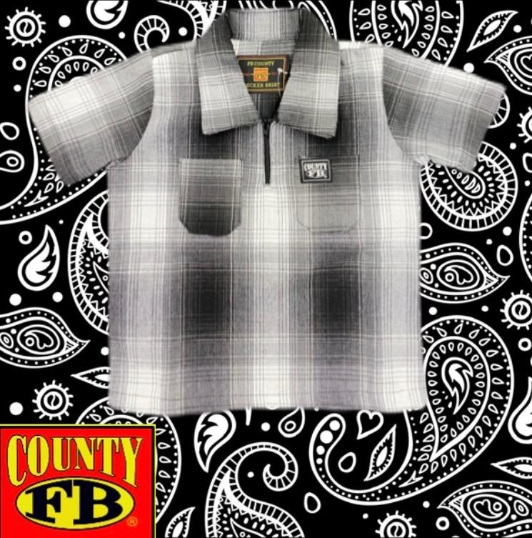 FB County Kid  Short Sleeve 1/2 Zip Shirts Black/White