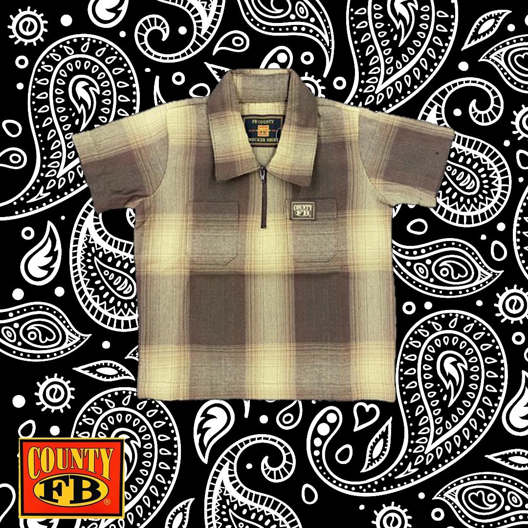 FB County Kid  Short Sleeve 1/2 Zip Shirts Brown/Tan