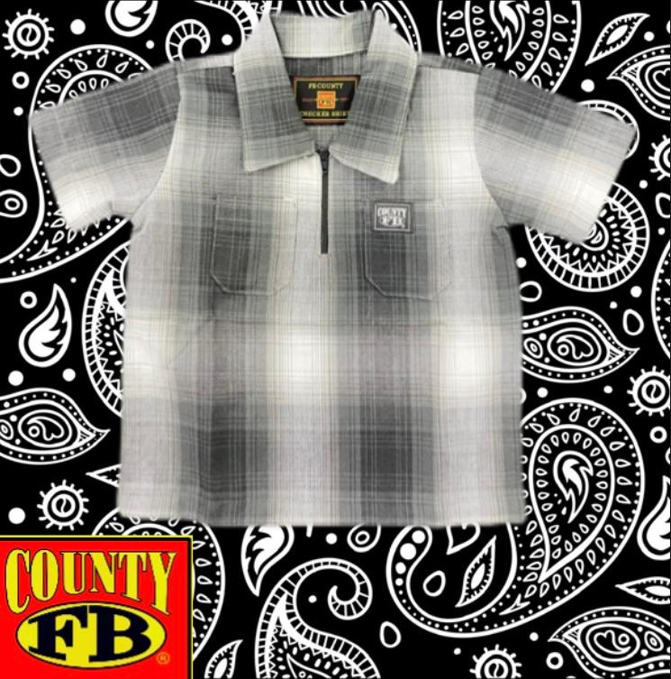 FB County Kid  Short Sleeve 1/2 Zip Shirts Charcoal/White