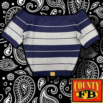 FB County Charlie Brown No Shoulder Crop Top - Navy/Heather