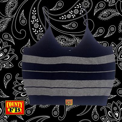 FB County Charlie Brown Spaghetti Strap Tank Top - Navy/ Charcoal