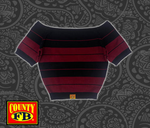 FB County Charlie Brown No Shoulder Crop Top - Black Burgundy