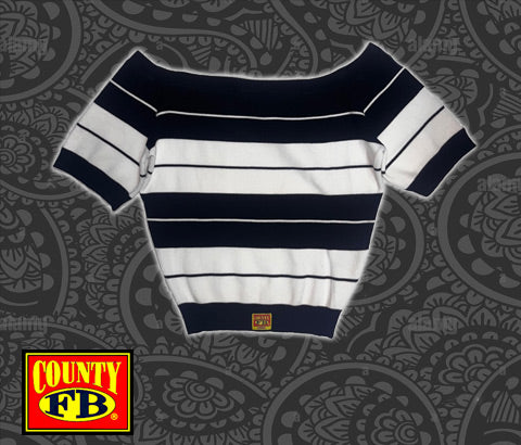 FB County Charlie Brown No Shoulder Crop Top - Black/White