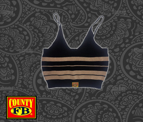 FB County Charlie Brown Spaghetti Strap Tank Top - Black/ Tan