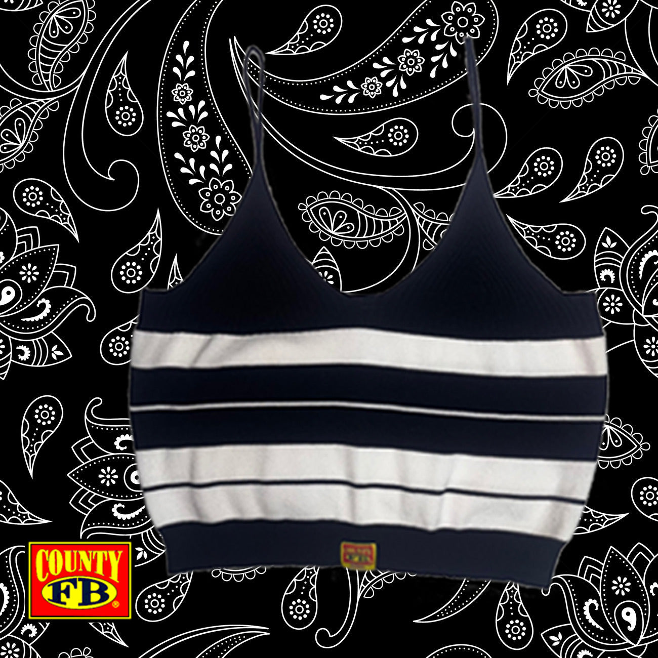 FB County Charlie Brown Spaghetti Strap Tank Top - Black/White