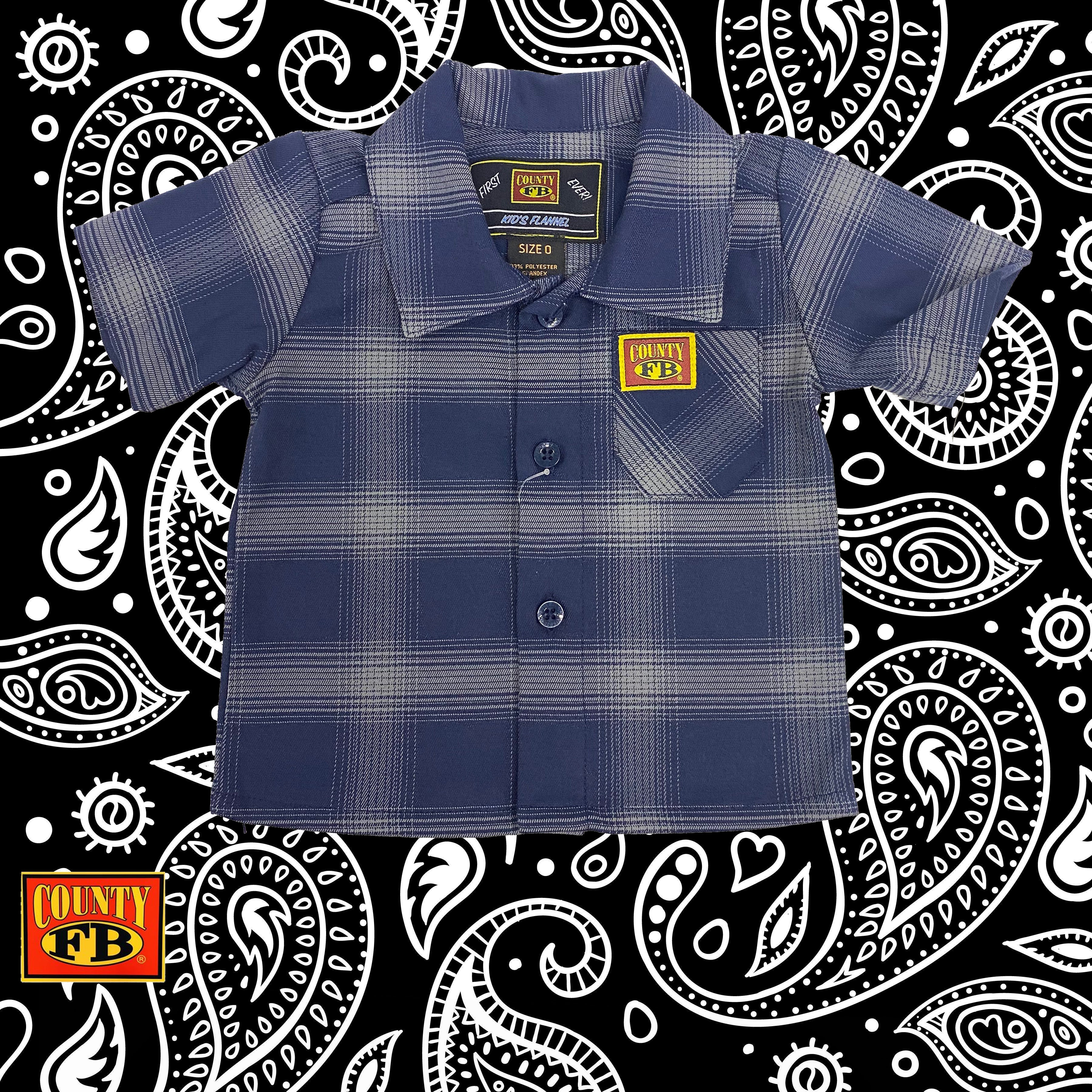 FB County Kids Flannel - Navy/Grey