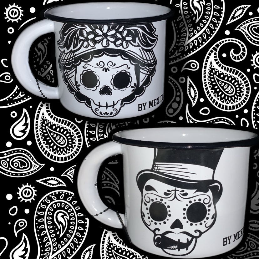 Dia De Los Muertos (D.O.D.)- White peltre Cups